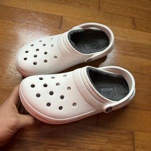 Mens White Fuzzy Crocs